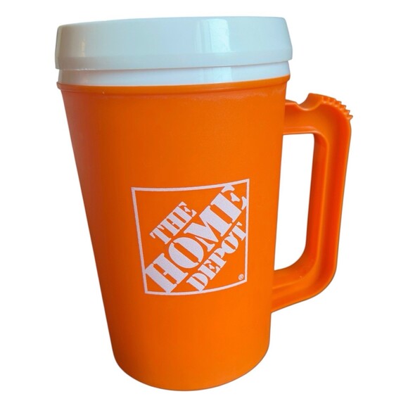 Vintage Home Depot 22oz Retro 80s 90s Insulated Hot Cold Mug Cup Plastic - Picture 1 of 9